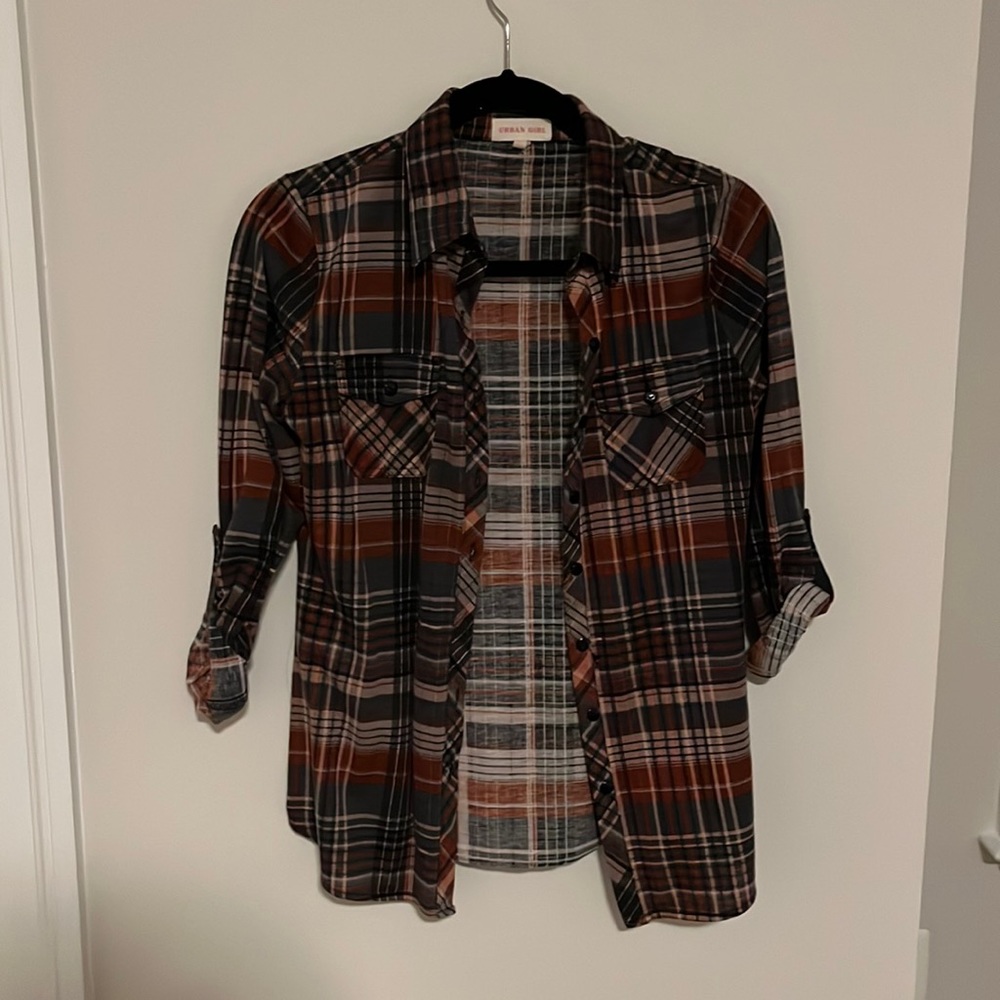 Plaid button-up flannel (small)